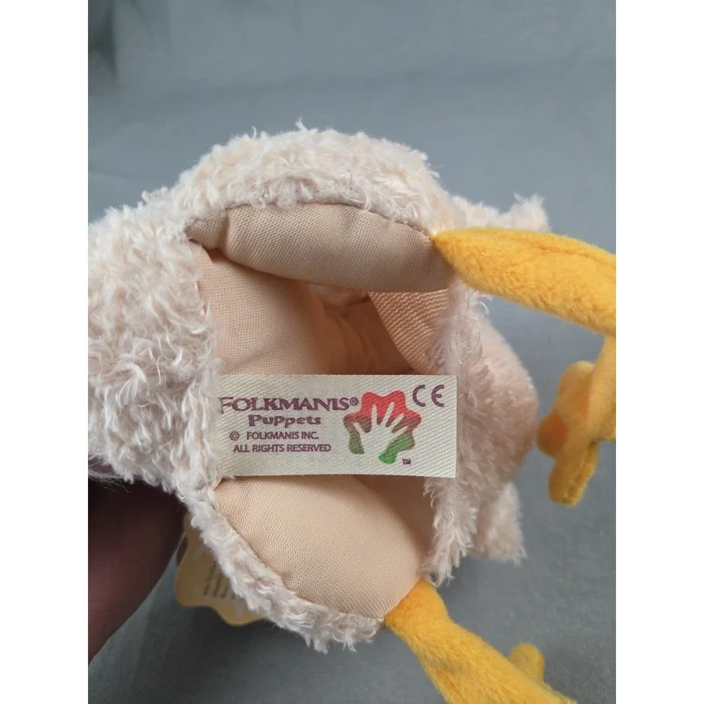 Folkmanis Cream Funky Chicken Hen Hand Puppet Plush Toy Farm Animal Bird NWT